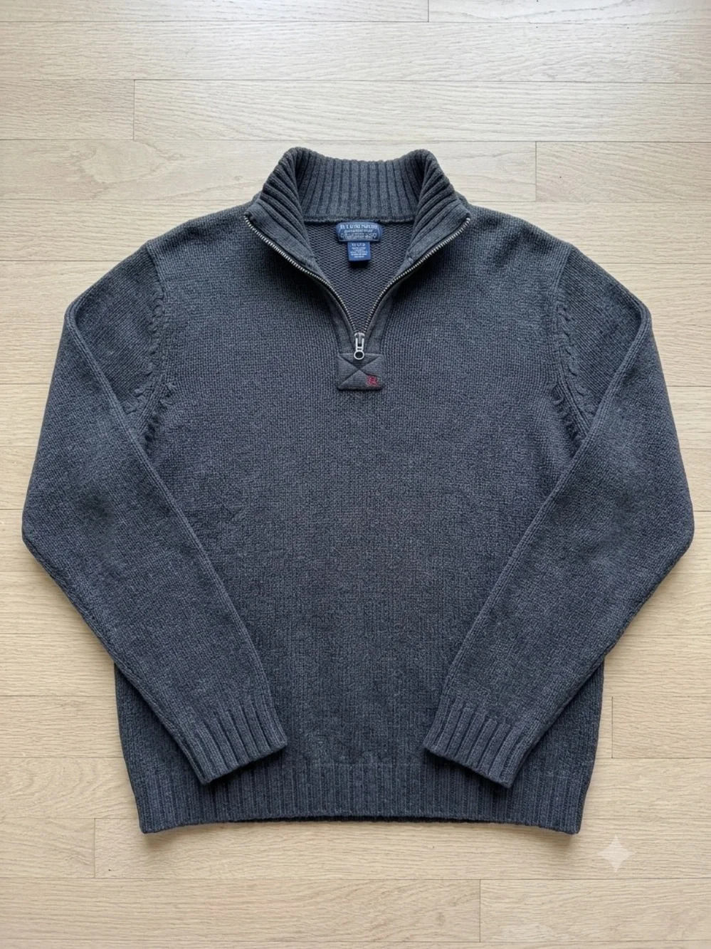 Polo Jeans Co Ralph Lauren Gray 1/2 Zip Mock Neck Cotton Knit Sweater XL